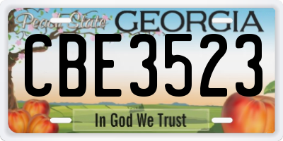GA license plate CBE3523