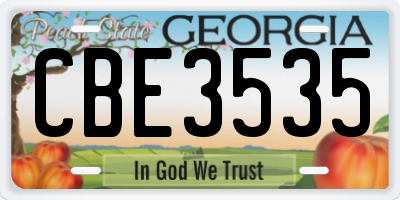 GA license plate CBE3535