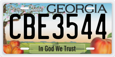 GA license plate CBE3544