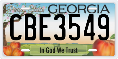 GA license plate CBE3549