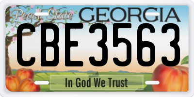 GA license plate CBE3563