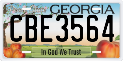 GA license plate CBE3564
