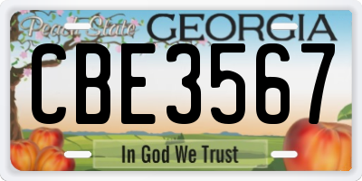 GA license plate CBE3567