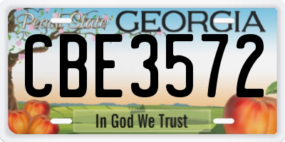 GA license plate CBE3572