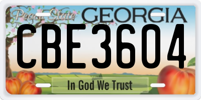 GA license plate CBE3604