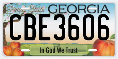 GA license plate CBE3606