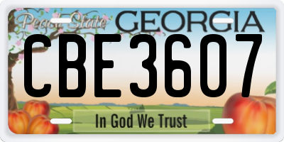 GA license plate CBE3607