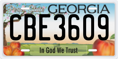 GA license plate CBE3609