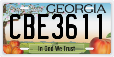 GA license plate CBE3611