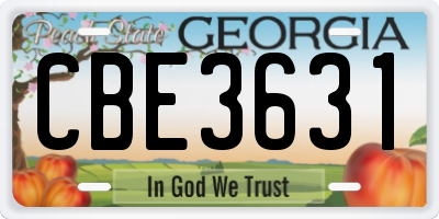 GA license plate CBE3631