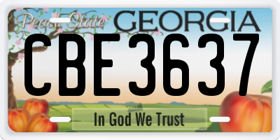GA license plate CBE3637