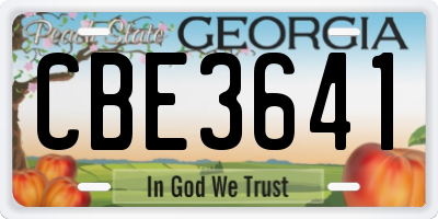 GA license plate CBE3641