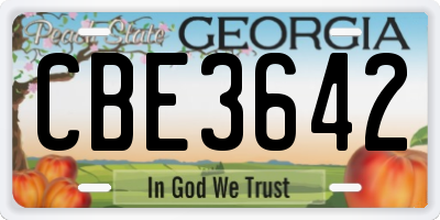 GA license plate CBE3642