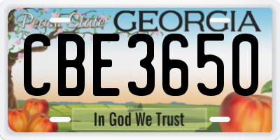 GA license plate CBE3650