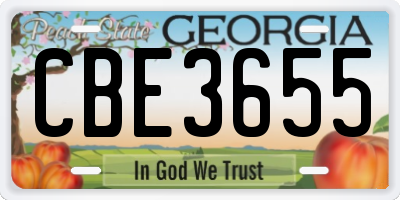 GA license plate CBE3655