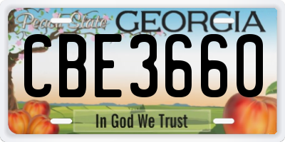 GA license plate CBE3660