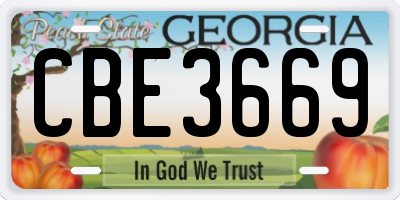 GA license plate CBE3669