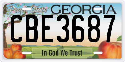 GA license plate CBE3687