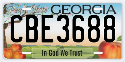 GA license plate CBE3688