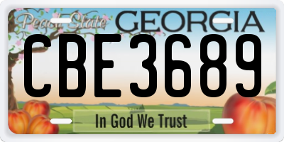 GA license plate CBE3689