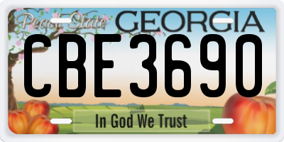 GA license plate CBE3690