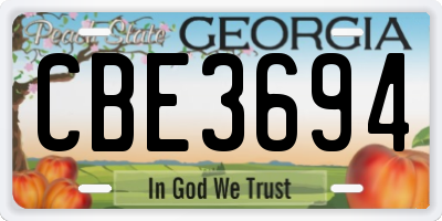 GA license plate CBE3694