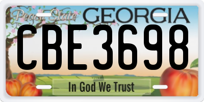 GA license plate CBE3698
