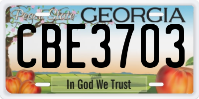 GA license plate CBE3703