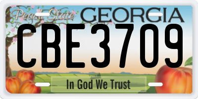 GA license plate CBE3709