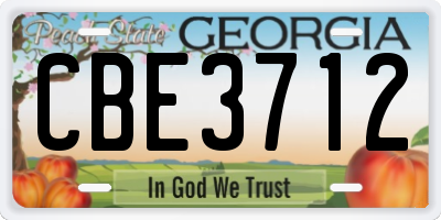 GA license plate CBE3712