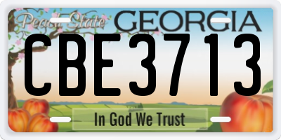 GA license plate CBE3713