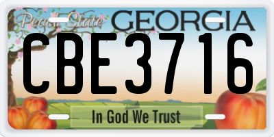 GA license plate CBE3716