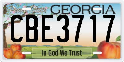 GA license plate CBE3717
