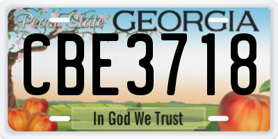 GA license plate CBE3718