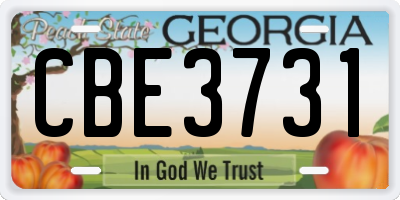 GA license plate CBE3731