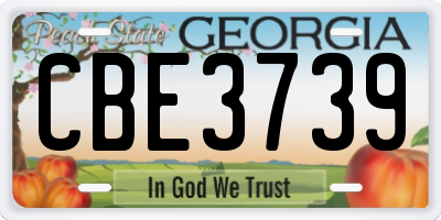 GA license plate CBE3739