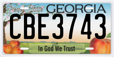 GA license plate CBE3743