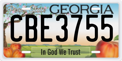 GA license plate CBE3755