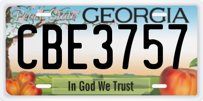 GA license plate CBE3757