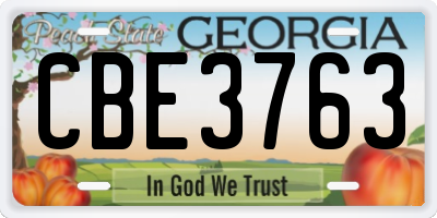 GA license plate CBE3763