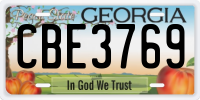 GA license plate CBE3769