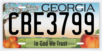 GA license plate CBE3799
