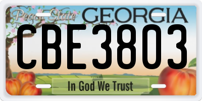 GA license plate CBE3803