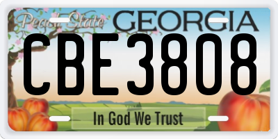 GA license plate CBE3808