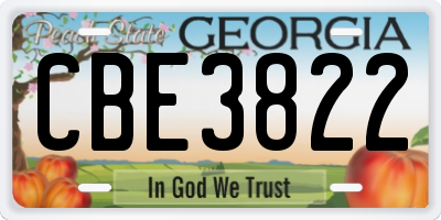 GA license plate CBE3822