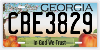 GA license plate CBE3829