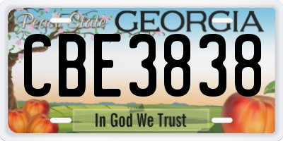 GA license plate CBE3838
