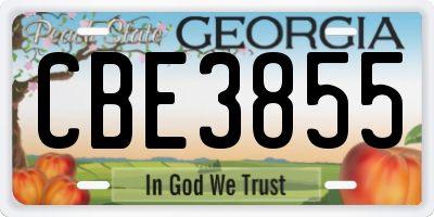 GA license plate CBE3855