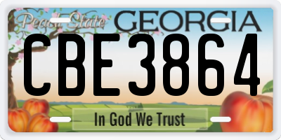 GA license plate CBE3864