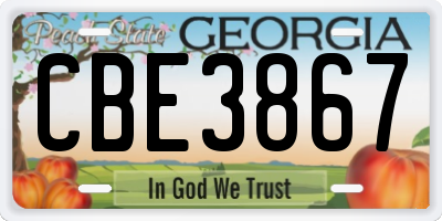 GA license plate CBE3867